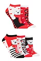 Women's 5 Pair Coca Cola Polar Bear Shoe Liner Socks - Black / White / Red