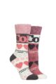Ladies 2 Pair Coca Cola Love Cosy Socks - Pink / Cream / Black