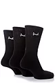 Mens 3 Pair Pringle 12-14 Big Foot Socks for Larger Feet - Cotton Sports Black