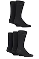Mens 5 Pair Farah Classic Everyday Plain and Argyle Jacquard Cotton Socks - Black