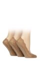 Women's 3 Pair Glenmuir Lace Shoe Liner Socks - Nude 2