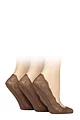 Women's 3 Pair Glenmuir Lace Shoe Liner Socks - Nude 3