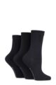 Women's 3 Pair Glenmuir Classic Plain Bamboo Socks - Black