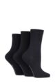 Ladies 3 Pair Glenmuir Classic Plain Bamboo Socks - Black