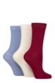 Women's 3 Pair Glenmuir Classic Plain Bamboo Socks - Burgundy / Cream / Lilac