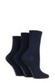 Ladies 3 Pair Glenmuir Classic Plain Bamboo Socks - Navy