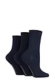 Women's 3 Pair Glenmuir Classic Plain Bamboo Socks - Navy