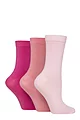 Women's 3 Pair Glenmuir Classic Plain Bamboo Socks - Pink