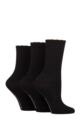 Ladies 3 Pair Glenmuir Scallop Hem Ribbed Bamboo Socks - Black Peach / Lilac / Mint