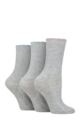 Ladies 3 Pair Glenmuir Scallop Hem Ribbed Bamboo Socks - Grey Pink / Mint / Blue