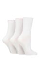 Ladies 3 Pair Glenmuir Scallop Hem Ribbed Bamboo Socks - White Lilac / Pink / Mint