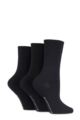 Ladies 3 Pair Glenmuir Comfort Cuff Plain Bamboo Socks - Black