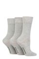 Ladies 3 Pair Glenmuir Comfort Cuff Plain Bamboo Socks - Grey