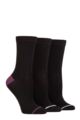 Ladies 3 Pair Glenmuir Contrast Heel and Toe Bamboo Socks - Black Lilac / Light Pink / Purple