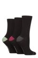 Women's 3 Pair Glenmuir Contrast Heel and Toe Bamboo Socks - Black Charcoal / Plum
