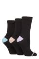 Women's 3 Pair Glenmuir Contrast Heel and Toe Bamboo Socks - Black Lilac / Peach