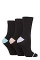 Women's 3 Pair Glenmuir Contrast Heel and Toe Bamboo Socks - Black Lilac / Peach