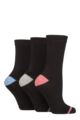 Women's 3 Pair Glenmuir Contrast Heel and Toe Bamboo Socks - Black Pink / Grey
