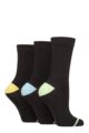Women's 3 Pair Glenmuir Contrast Heel and Toe Bamboo Socks - Black Lime / Blue