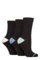 Women's 3 Pair Glenmuir Contrast Heel and Toe Bamboo Socks - Black Green / Blue / Pink