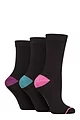 Women's 3 Pair Glenmuir Contrast Heel and Toe Bamboo Socks - Black Pink / Teal / Purple