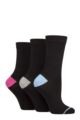 Women's 3 Pair Glenmuir Contrast Heel and Toe Bamboo Socks - Black Blue / Grey / Pink