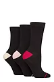 Women's 3 Pair Glenmuir Contrast Heel and Toe Bamboo Socks - Black Pink / Cream