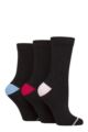 Women's 3 Pair Glenmuir Contrast Heel and Toe Bamboo Socks - Black Lilac / Wine / Blue