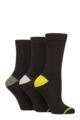 Women's 3 Pair Glenmuir Contrast Heel and Toe Bamboo Socks - Khaki / Lime / Grey