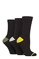 Women's 3 Pair Glenmuir Contrast Heel and Toe Bamboo Socks - Khaki / Lime / Grey