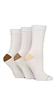 Women's 3 Pair Glenmuir Contrast Heel and Toe Bamboo Socks - White / Neutrals