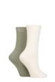 Ladies 2 Pair Glenmuir Cashmere Socks - Snow / Sage Green