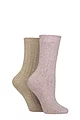 Women's 2 Pair Glenmuir Cotton, Merino Wool and Silk Socks - Lilac / Cream