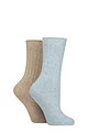 Women's 2 Pair Glenmuir Cotton, Merino Wool and Silk Socks - Blue / Stone