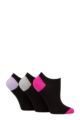 Ladies 3 Pair Glenmuir Plain and Patterned Bamboo Secret Socks - Black Pink / Grey / Lilac