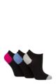 Women's 3 Pair Glenmuir Plain and Patterned Bamboo Secret Socks - Black / Grey / Blue / Pink