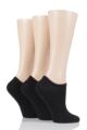 Ladies 3 Pair Glenmuir Plain and Patterned Bamboo Secret Socks - Black