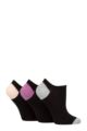 Ladies 3 Pair Glenmuir Plain and Patterned Bamboo Secret Socks - Black Grey / Purple / Pink