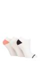 Ladies 3 Pair Glenmuir Plain and Patterned Bamboo Secret Socks - Stripe Toe White Black / Mint / Pink