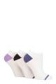 Ladies 3 Pair Glenmuir Plain and Patterned Bamboo Secret Socks - Stripe Toe White Blue / Black / Purple