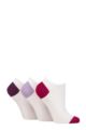 Ladies 3 Pair Glenmuir Plain and Patterned Bamboo Secret Socks - White Burgundy / Lilac / Plum
