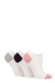 Ladies 3 Pair Glenmuir Plain and Patterned Bamboo Secret Socks - White Pink / Navy / Grey