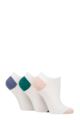 Ladies 3 Pair Glenmuir Plain and Patterned Bamboo Secret Socks - White Pink / Green / Blue