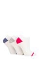 Ladies 3 Pair Glenmuir Plain and Patterned Bamboo Secret Socks - Stripe Toe White  Pink / Grey / Blue