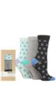 Ladies 3 Pair Glenmuir Patterned and Plain Gift Boxed Bamboo Socks - Print