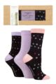 Ladies 3 Pair Glenmuir Patterned and Plain Gift Boxed Bamboo Socks - Flowers