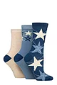 Women's 3 Pair Glenmuir Patterned Bamboo Socks with Christmas Gift Tag - Stars