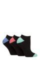 Women's 3 Pair Glenmuir Cushion Bamboo Sports Trainer Socks - Black / Green / Red / Blue