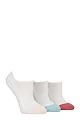 Women's 3 Pair Glenmuir Bamboo Sports Shoe Liners - White / Pink / Blue / Coral