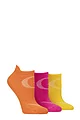 Women's 3 Pair Glenmuir Recycled Poly Sports Trainer Socks with Arch Support - Orange / Pink / Yellow